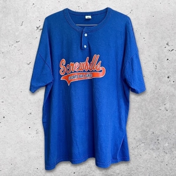 Russell Athletic Other - Vintage Russell Athletic Henley Shirt Screwballs Bar Logo Durable Blue Men’s XXL